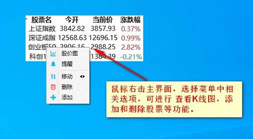 如何添加、删除股票和查看K线图？